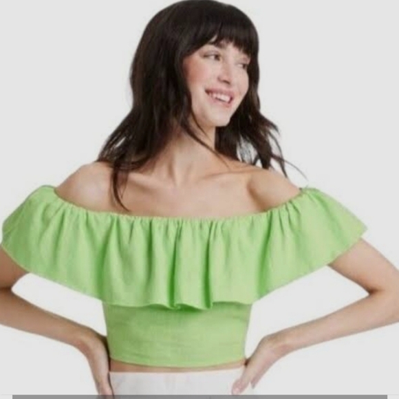 a new day Lime Ruffled Blouse - Picture 4 of 5